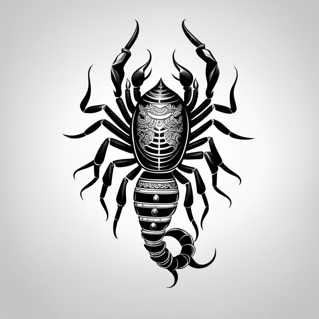 scorpion tattoo black and white design 