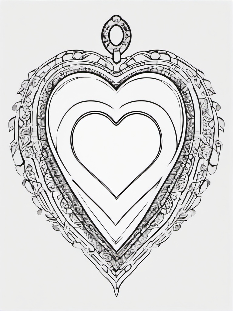 Heart and Keyhole Coloring Pages - Locked Heart with a Keyhole  minimal black outline printable sheet, coloring page