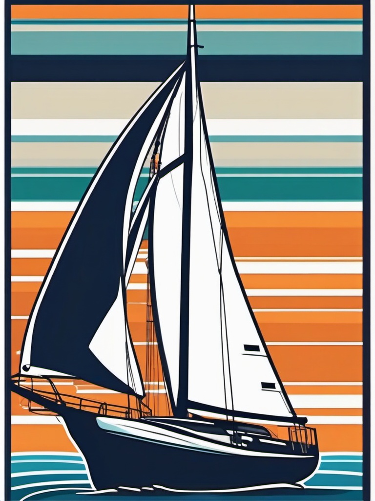 Sailboat Mast Sticker - Sailing elegance, ,vector color sticker art,minimal