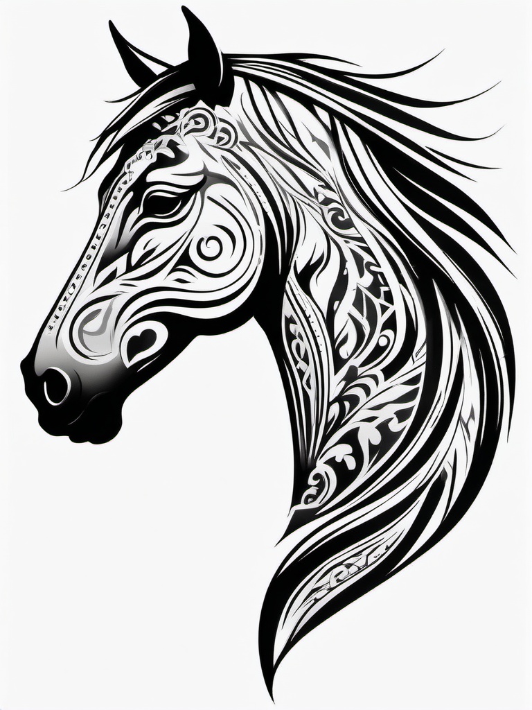 tribal horse head tattoo  simple tattoo,minimalist,white background