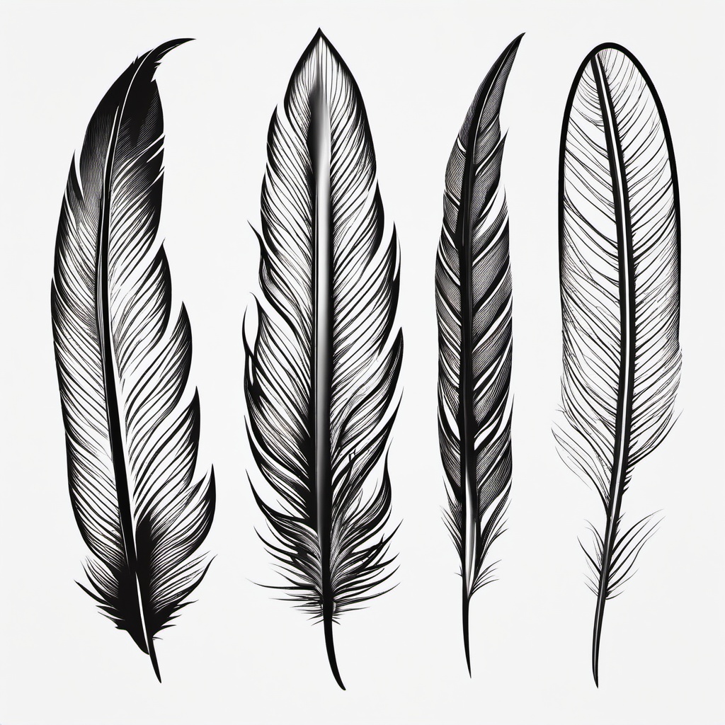 Feather Memorial Tattoo - Memorial tattoo with a feather motif.  simple vector tattoo,minimalist,white background