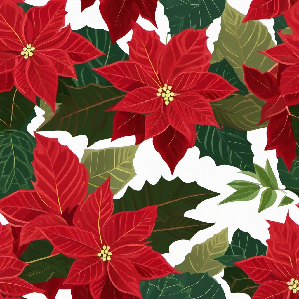 Poinsettia Clipart,Designing a festive holiday card with poinsettia clipart  simple, 2d flat