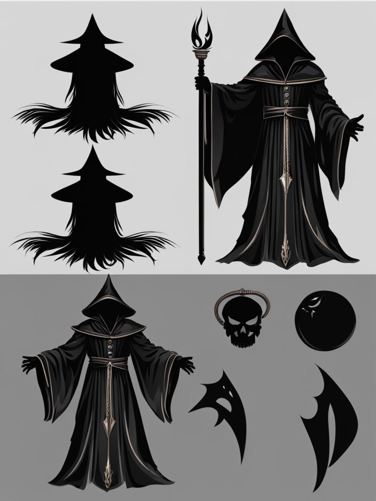 dark sorcerer clipart - a malevolent dark sorcerer with dark robes. 