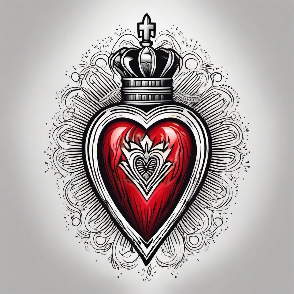 Sacred heart tattoo traditional, Traditional sacred heart tattoo, a timeless emblem of faith and love. , tattoo color art, clean white background