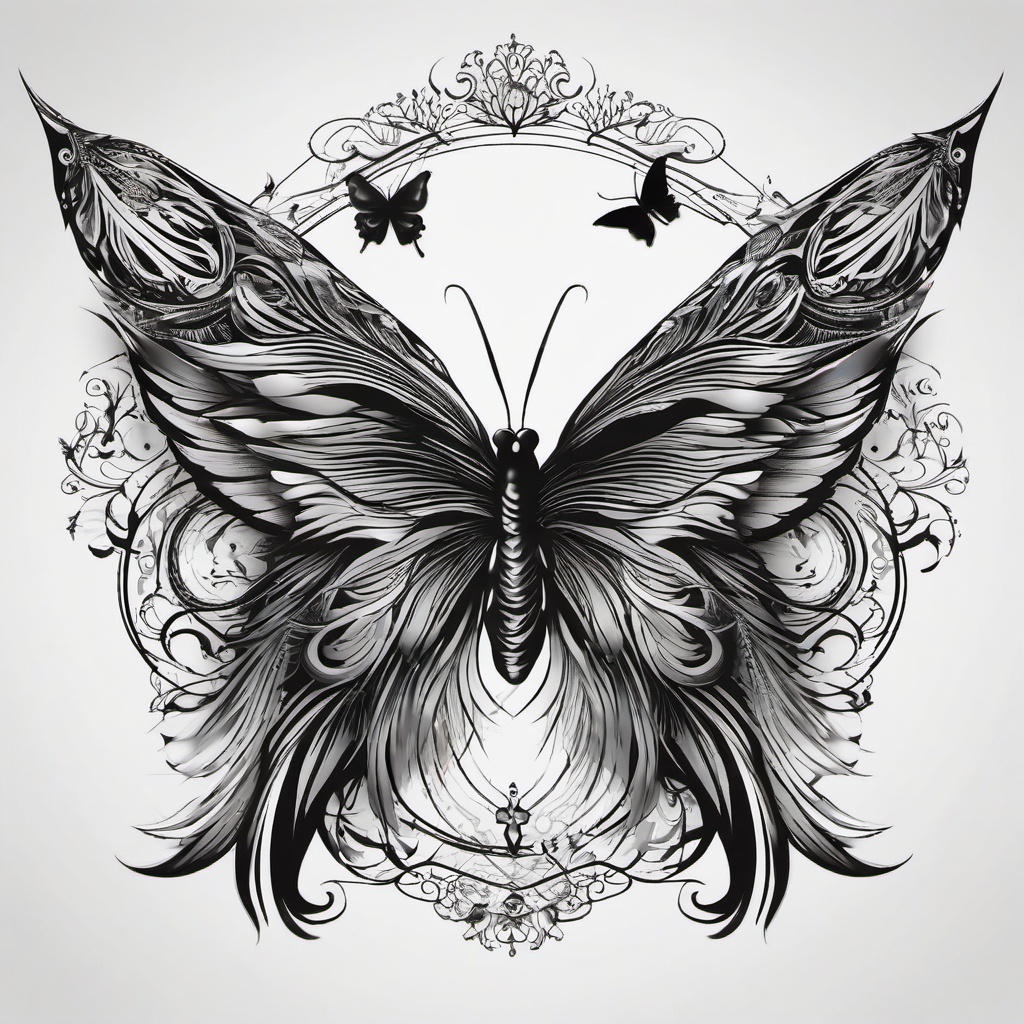 feather and butterfly tattoo designs  