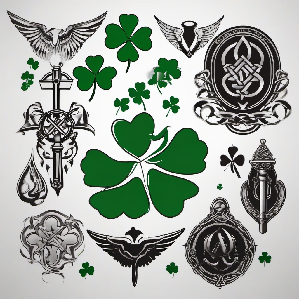 irish memorial tattoo designs  simple color tattoo,minimal,white background