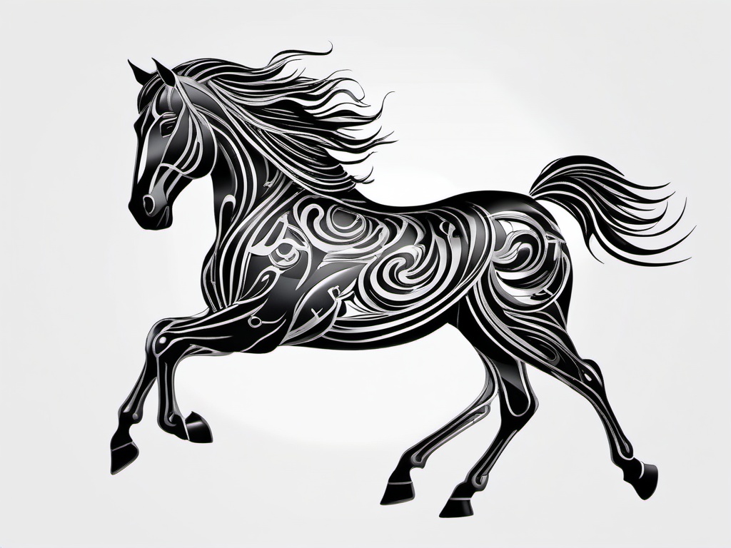 metal horse tattoo  simple tattoo,minimalist,white background