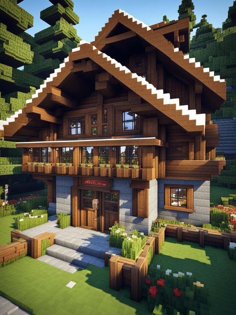 swiss chalet in a picturesque alpine valley - minecraft house ideas minecraft block style