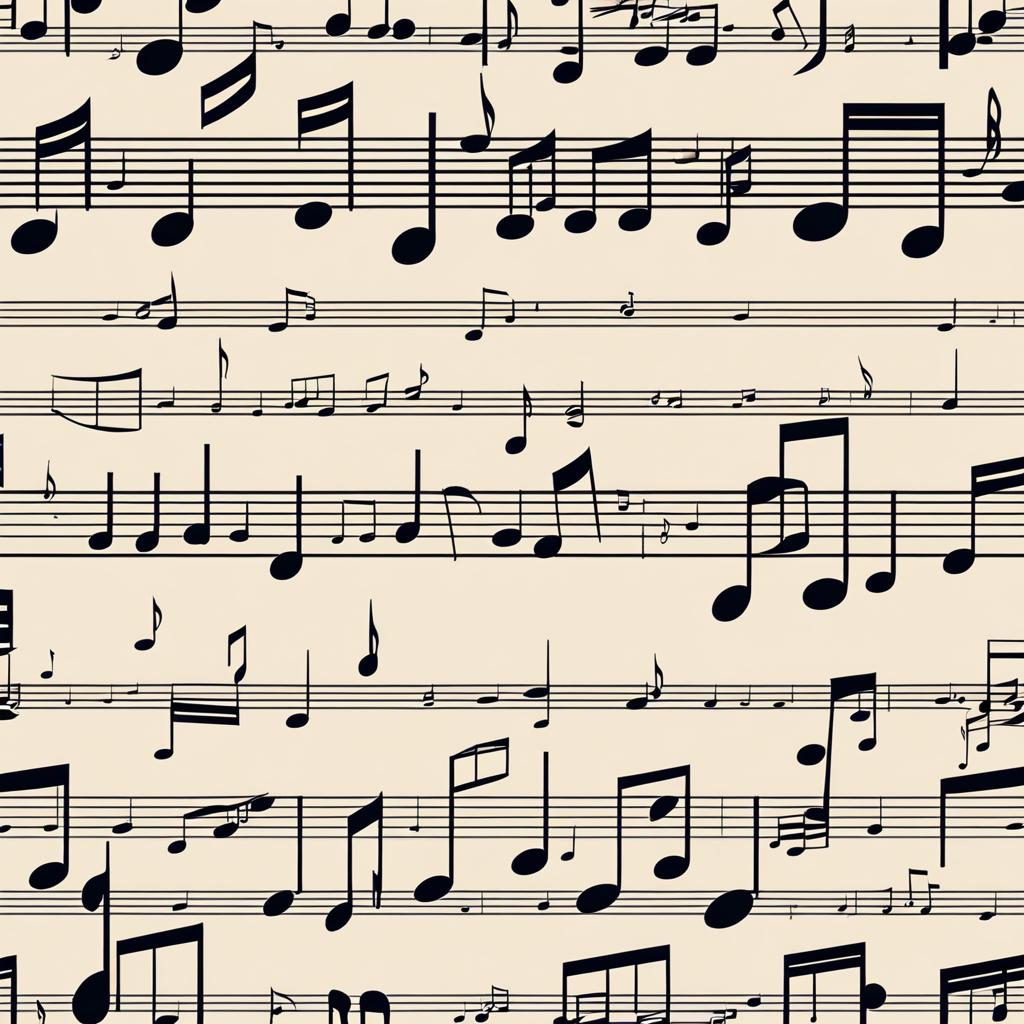 music notes clipart - graceful music notes, suspended in the air, composing harmonious tunes in a concert hall 