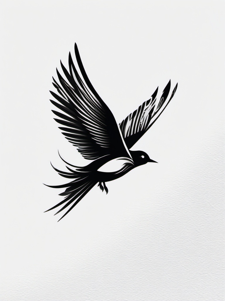 Bird Fly Tattoo - Flying bird tattoo design  minimalist tattoo design, white background