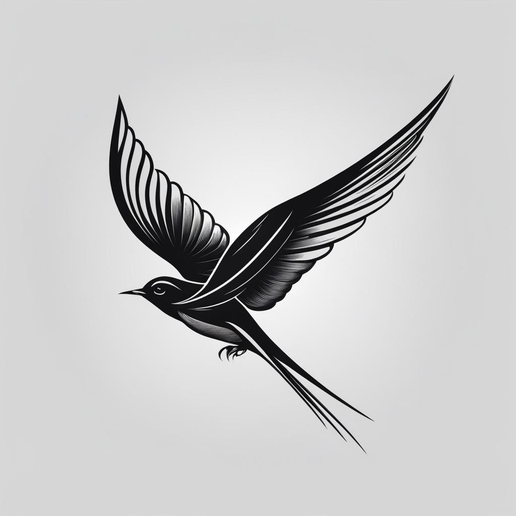 swallow tattoo minimalist color design 