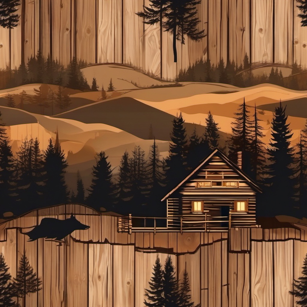 Wood Background - Rustic Cabin in the Woods  wallpaper style, intricate details, patterns, splash art, light colors