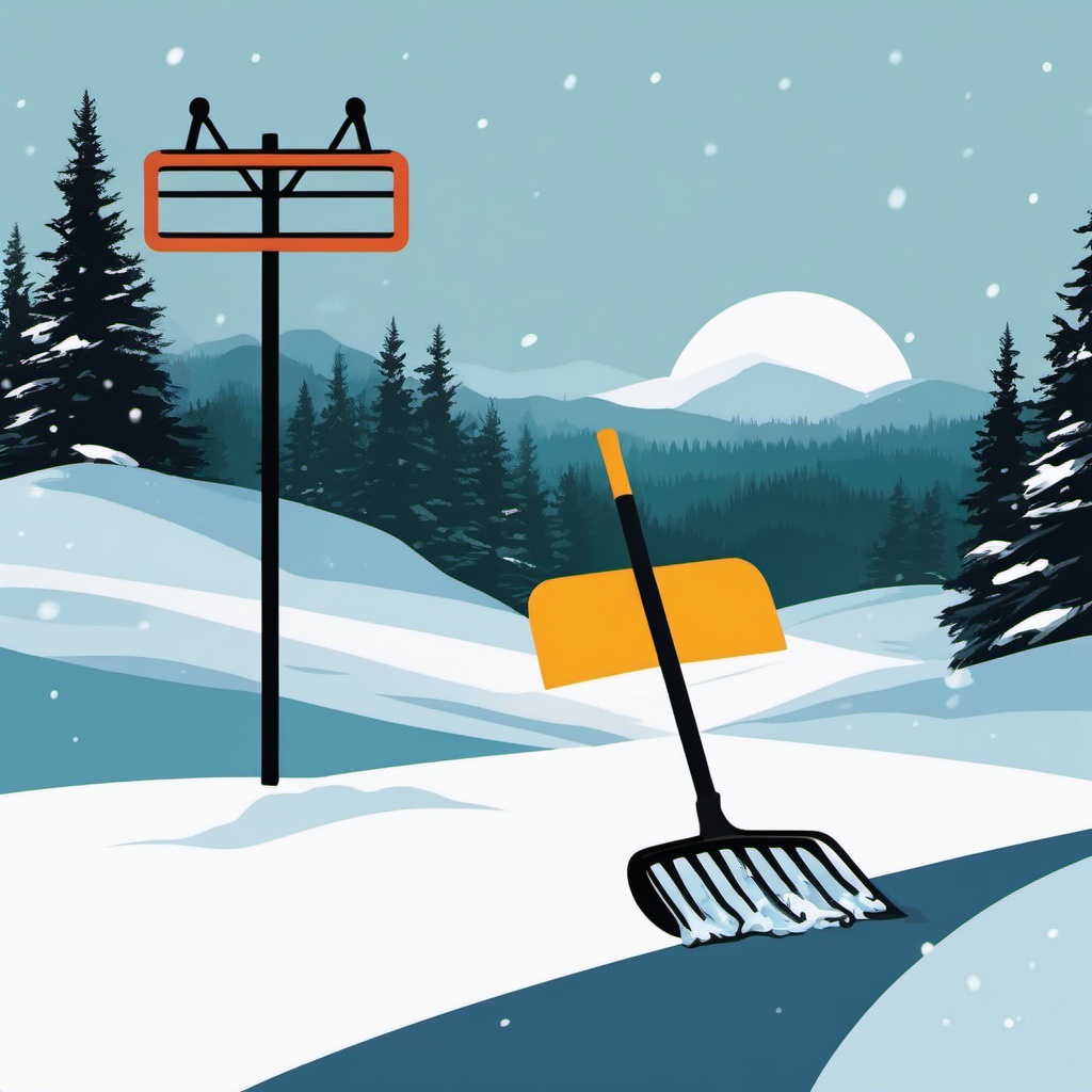 Snow shovel sticker- Clearing pathways, , sticker vector art, minimalist design