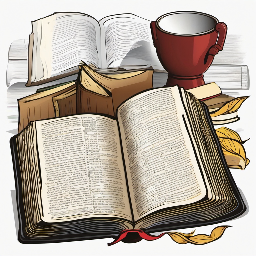 Bible clipart - open Bible with notes and highlights  