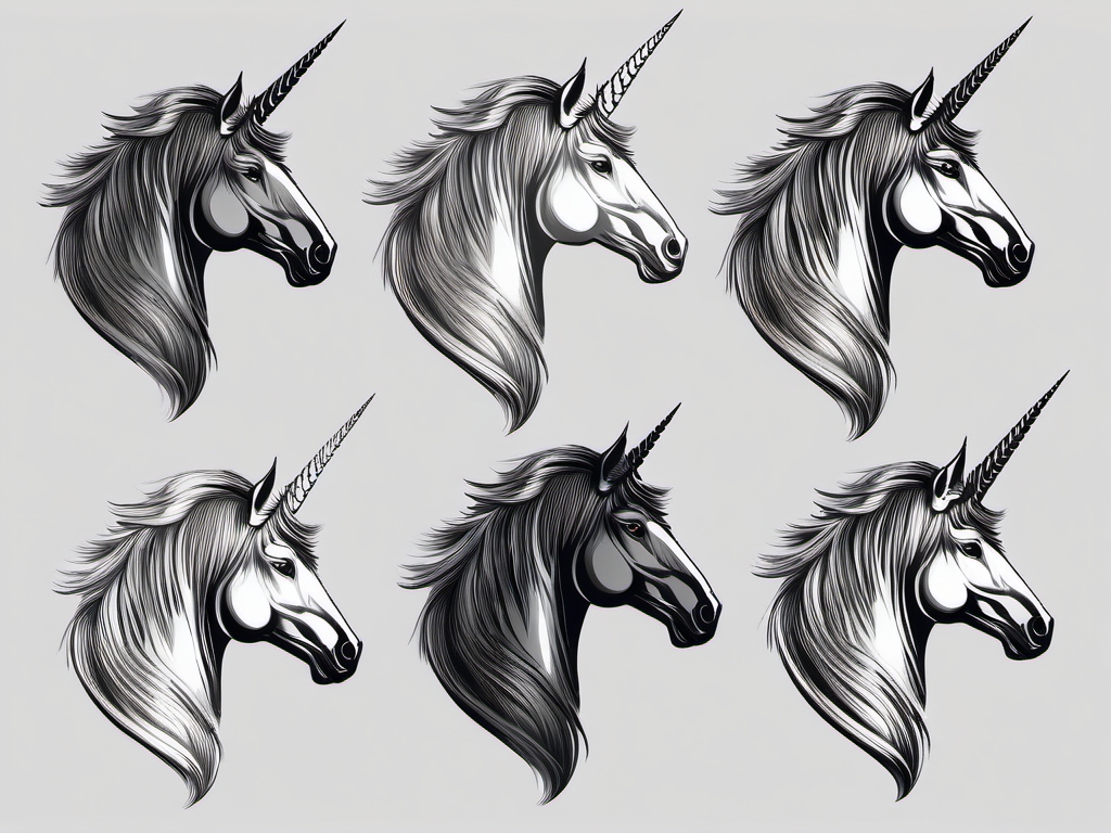 Realistic Unicorn Clipart - Experience the beauty of realism in these detailed and lifelike unicorn clipart illustrations.  vector art, clipart, minimal