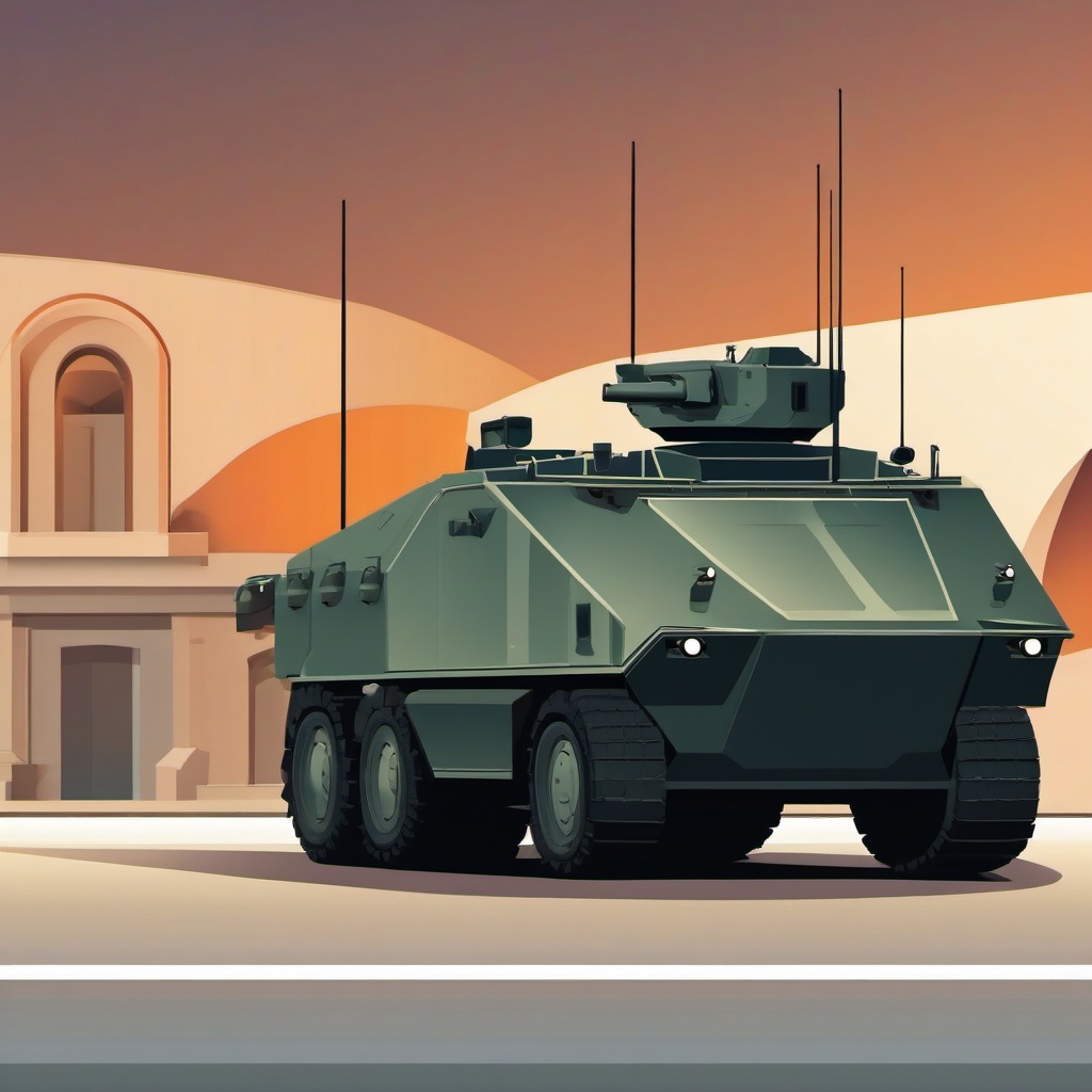 Armored Transport Security Clipart - An armored transport vehicle for security.  color vector clipart, minimal style