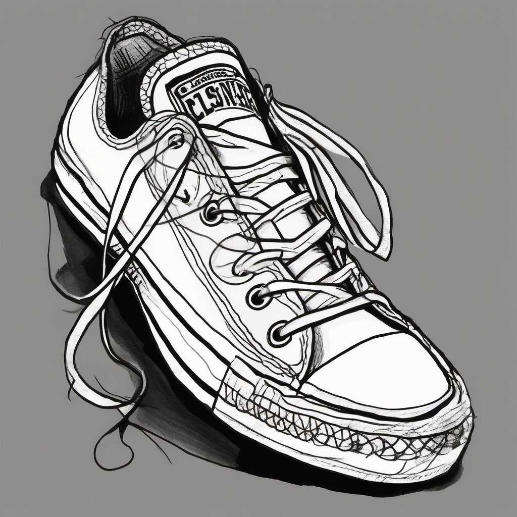 drawing of converse  minimal rough scribbles,doodles,black and white