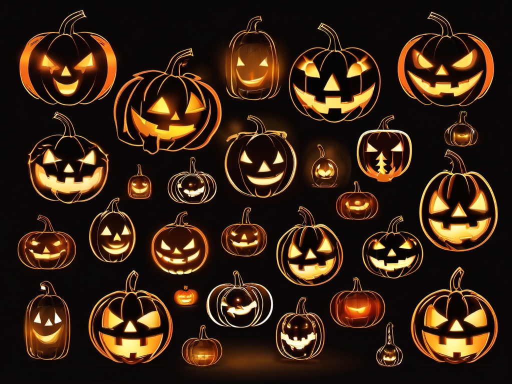 Jack-o'-Lantern clipart - Glowing pumpkin lantern for Halloween, ,vector color clipart,minimal