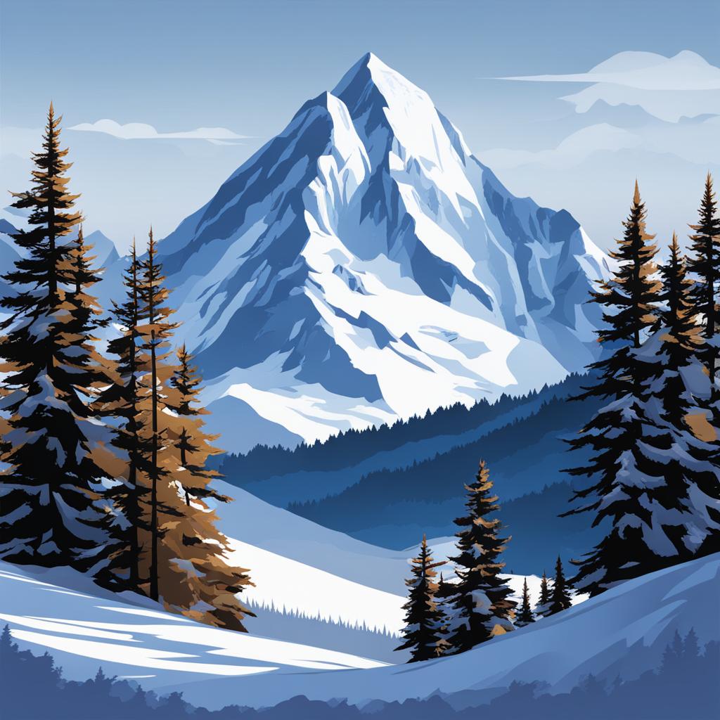 mountain clipart - majestic peaks covered in snow. 