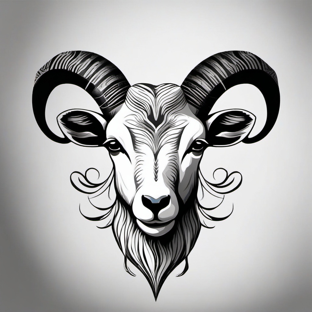 Goat Ear Tattoo - A unique and creative tattoo specifically focused on the goat's ear.  simple color tattoo design,white background