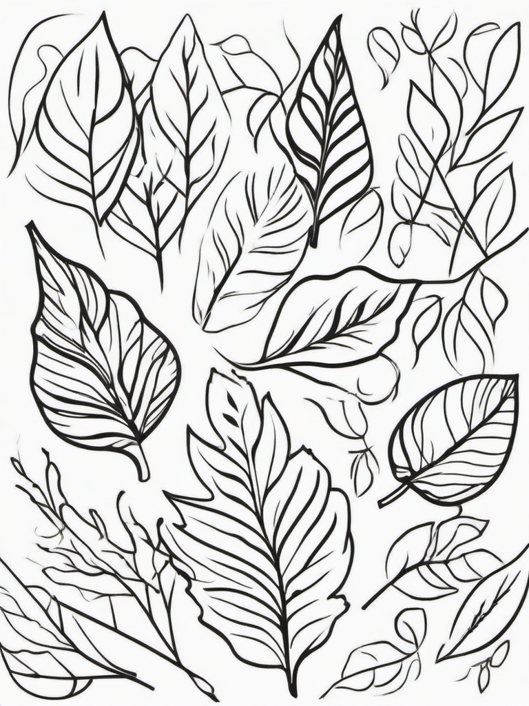 Autumn Wind Coloring Pages - Leaves Blowing in the Fall Breeze  minimal black outline printable sheet, coloring page