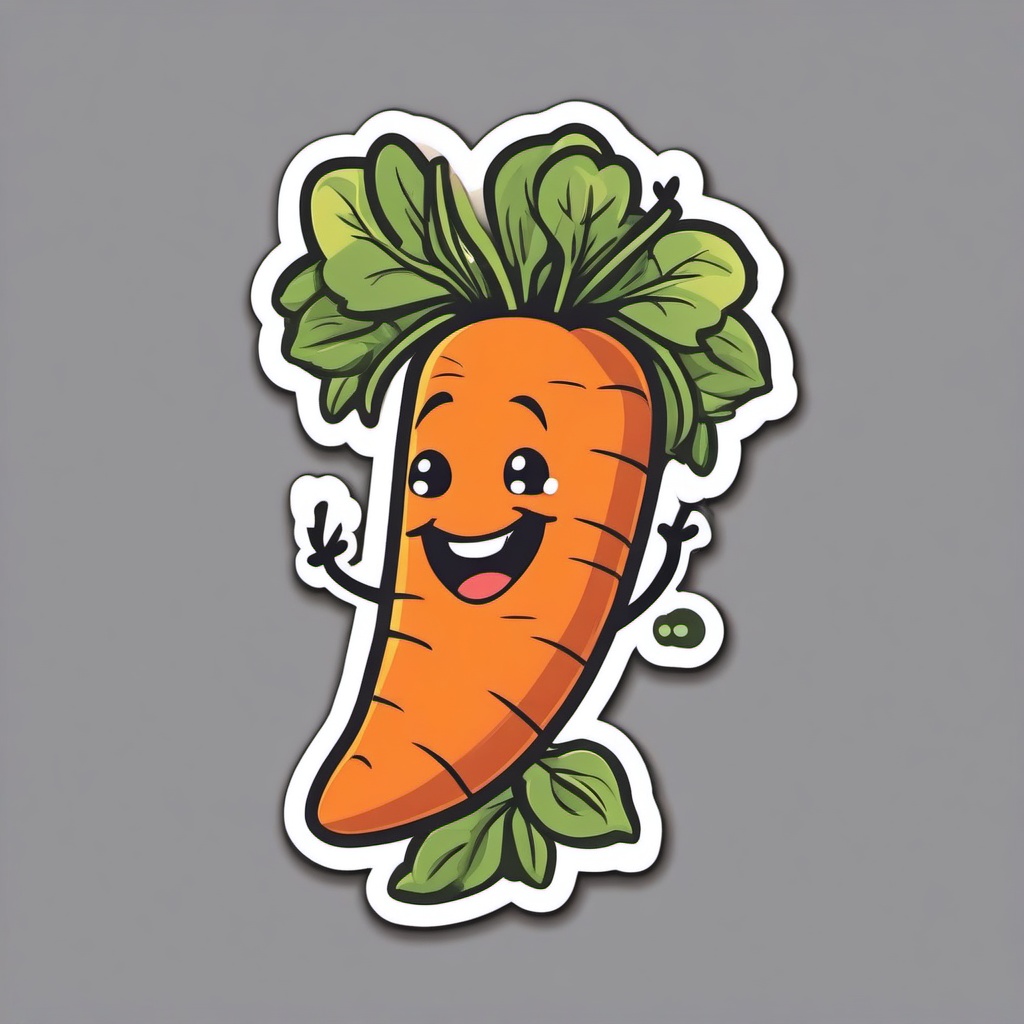 Happy Carrot sticker- Veggie Delight Joy, , color sticker vector art