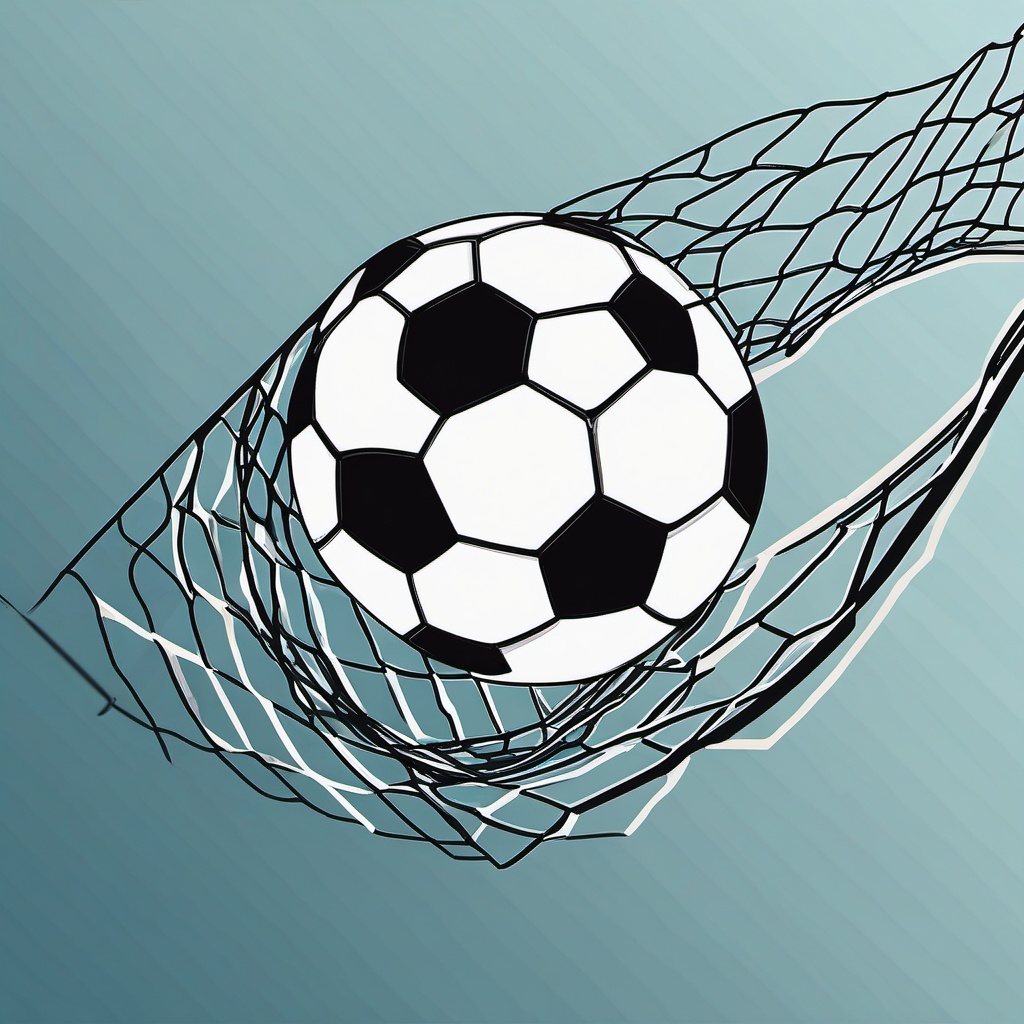 Ball Clipart - Soccer ball soaring into the net during a match.  color clipart, minimalist, vector art, 