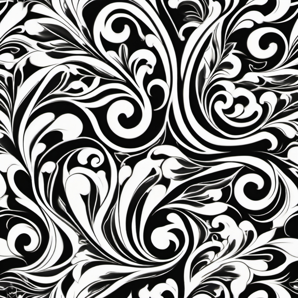 Clover with swirls of luck tattoo: Dynamic patterns symbolizing positive energy.  black white tattoo, white background