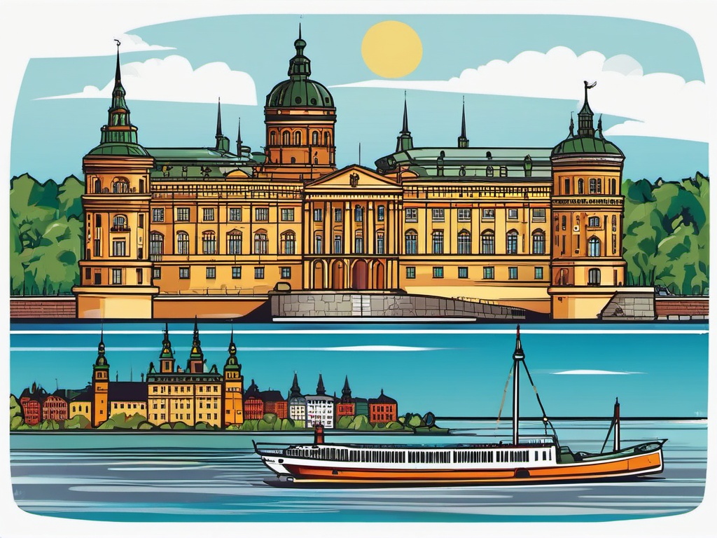 Stockholm clipart - Stockholm Palace and city islands,  color clipart, vector art