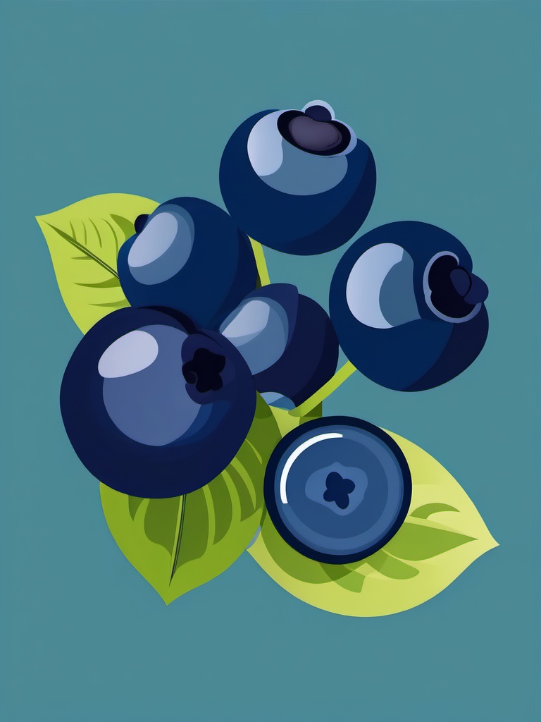 Blueberry Clipart - Cluster of small, juicy blueberries.  color vector clipart, minimal style