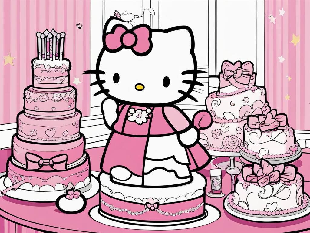 hello kitty coloring pages - hello kitty celebrates her birthday with a big cake. 