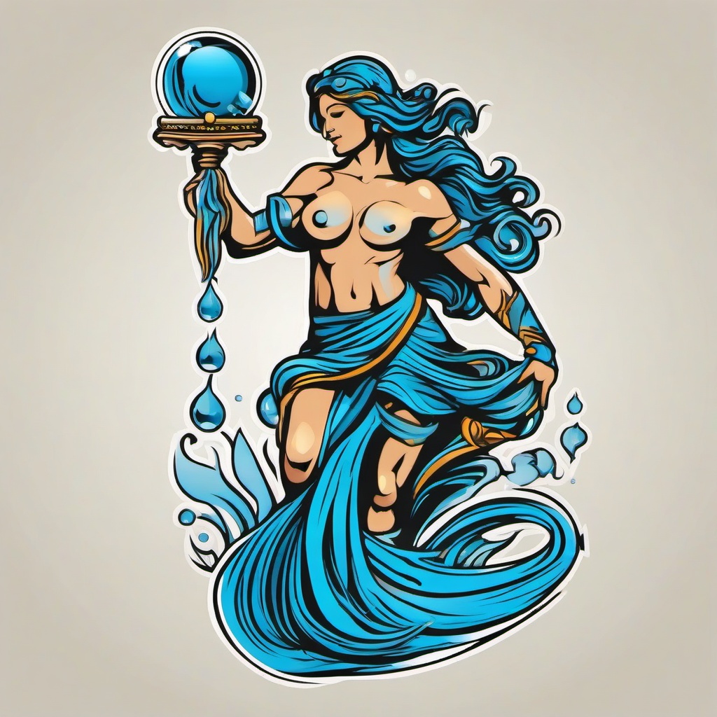 aquarius water bearer tattoo  simple vector color tattoo