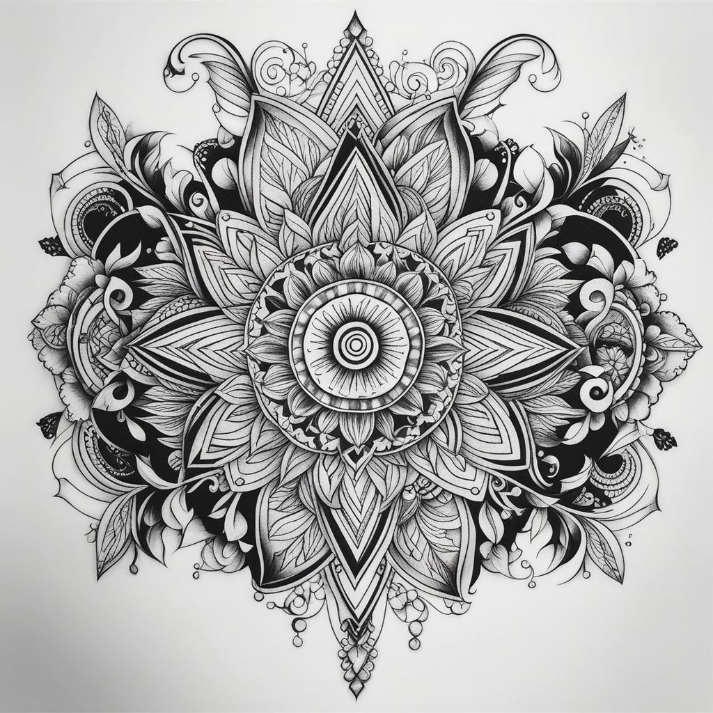 underboob tattoo black and white design 