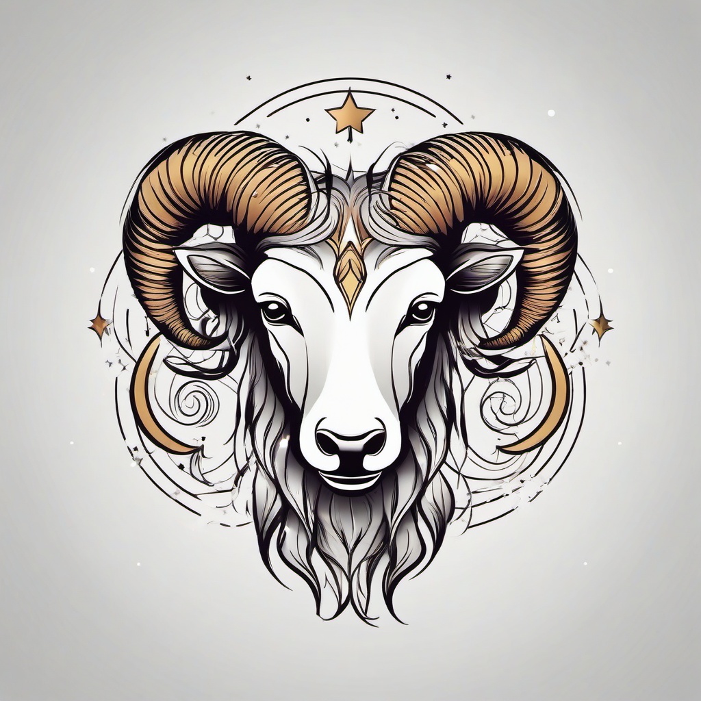 constellation aries tattoo  simple vector color tattoo