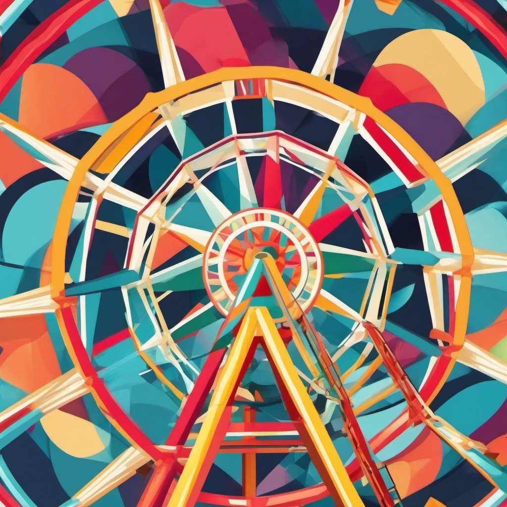 Fun Background - Colorful Ferris Wheel at the Amusement Park wallpaper, abstract art style, patterns, intricate