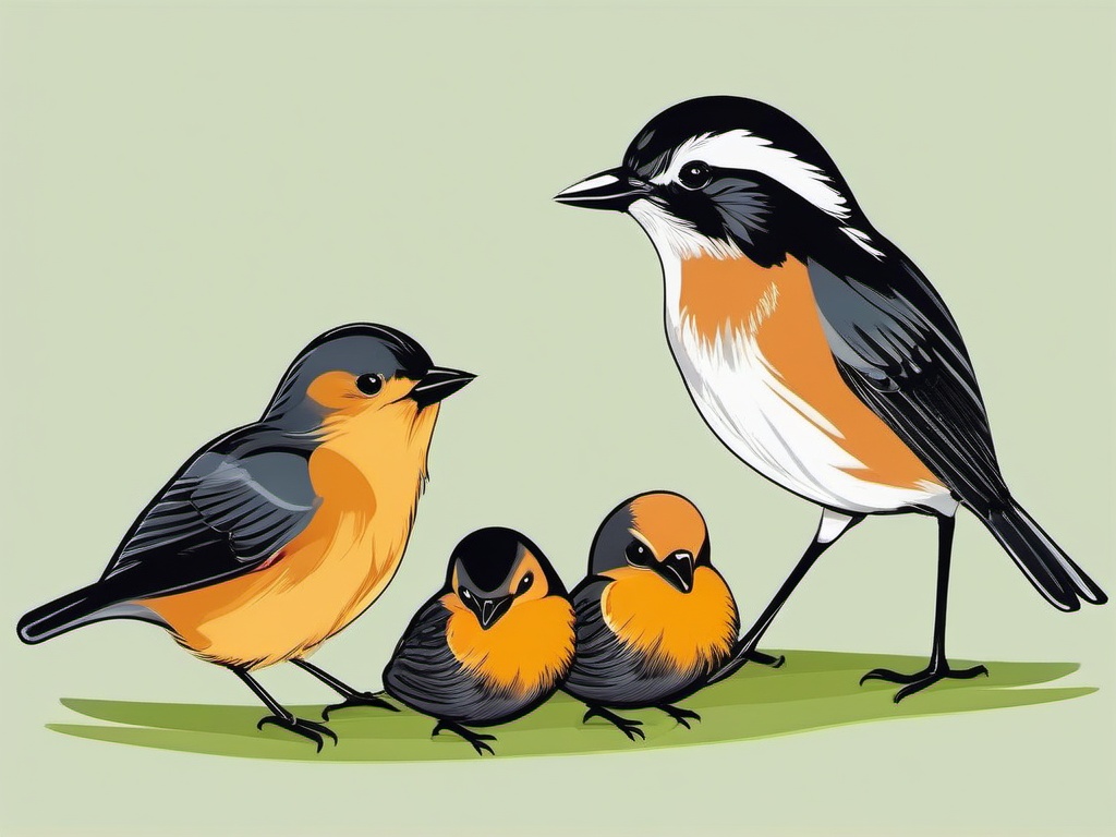 Bird clipart - bird with its young chicks  