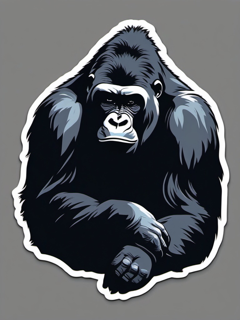 Gorilla Sticker - A powerful gorilla with a contemplative expression. ,vector color sticker art,minimal