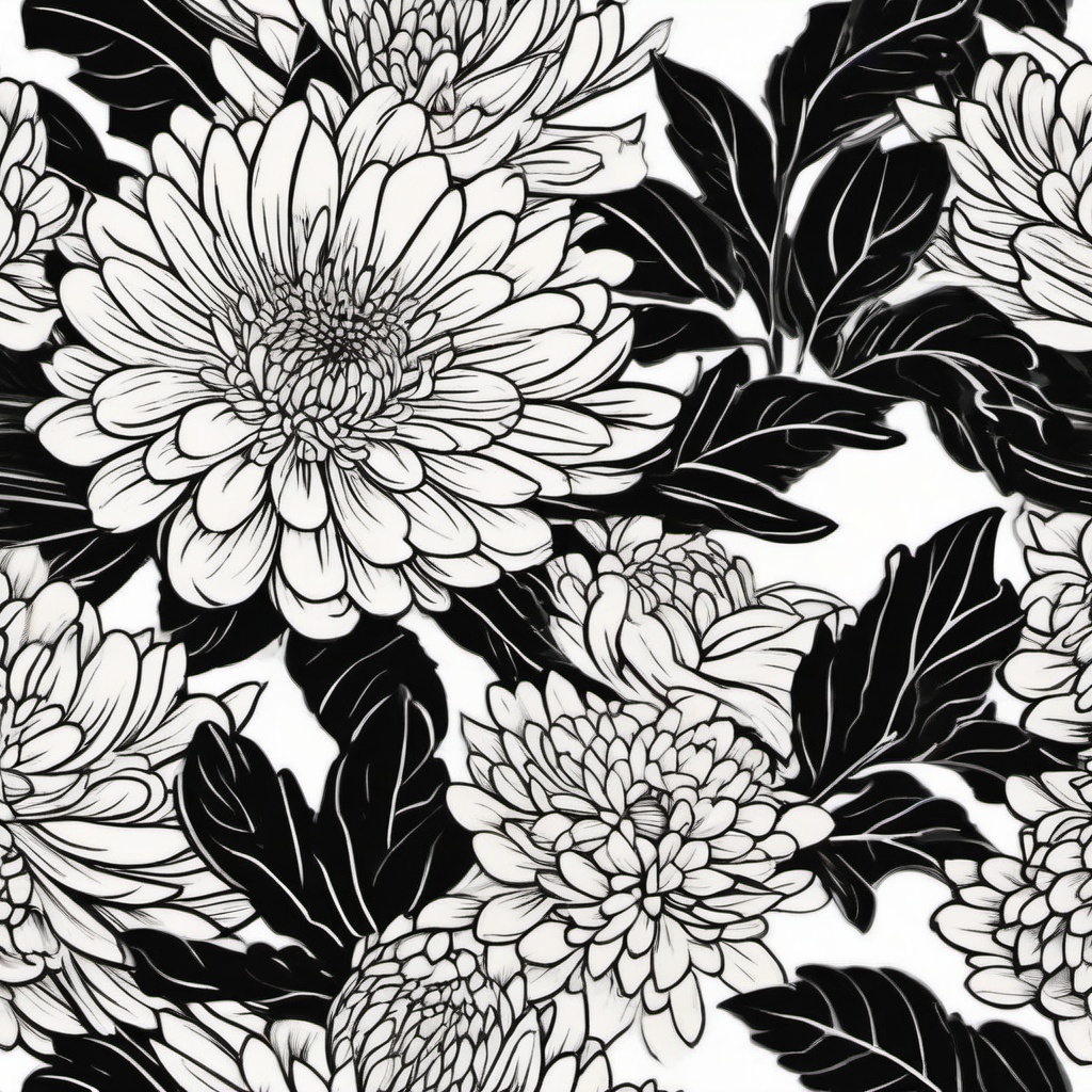 Chrysanthemum Tattoo Design - Tattoo design specifically focused on chrysanthemums.  simple color tattoo,minimalist,white background