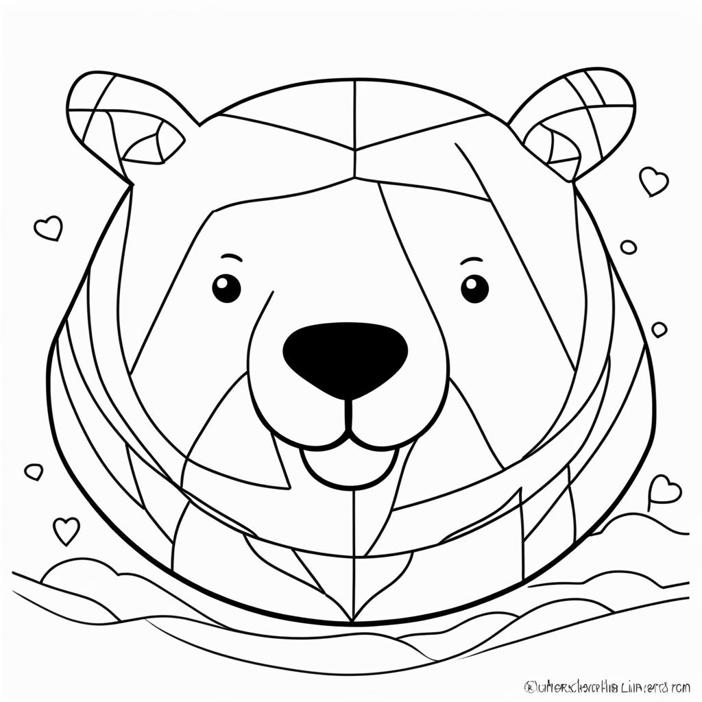 polar bear directed drawing kindergarten line art