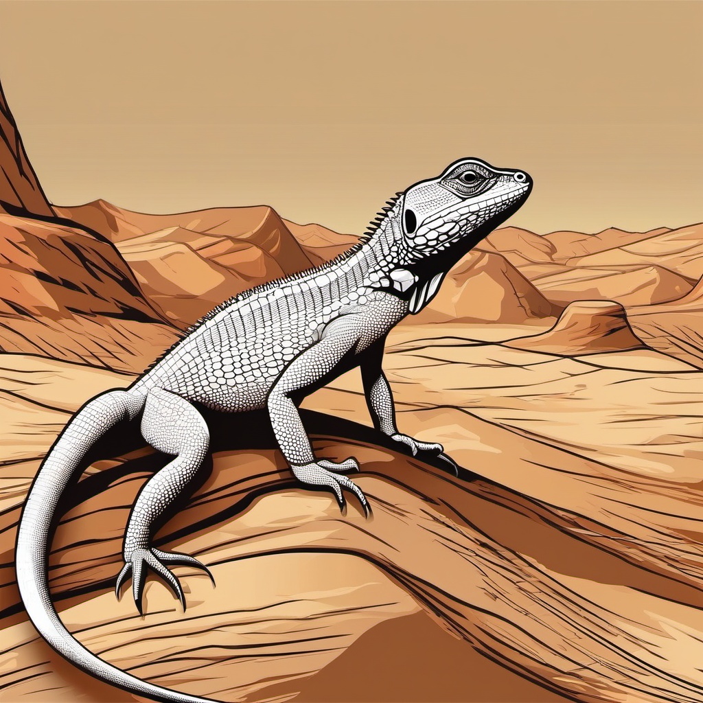 Lizard Clipart - Lizard blending into its desert surroundings , minimal, 2d