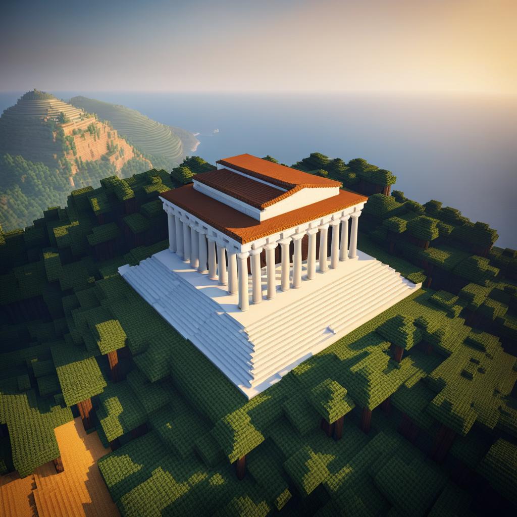 greek temple on a picturesque hill - minecraft house design ideas 