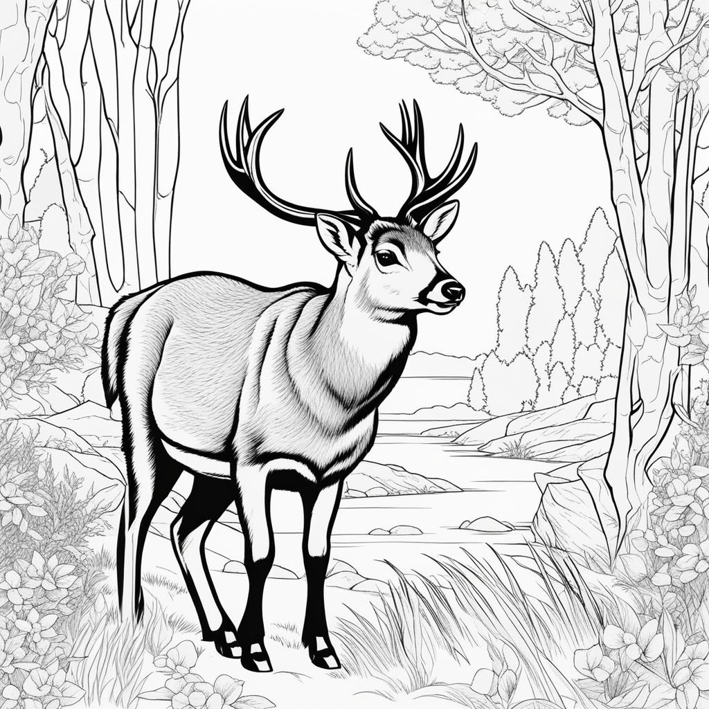 musk deer cute animals coloring page 