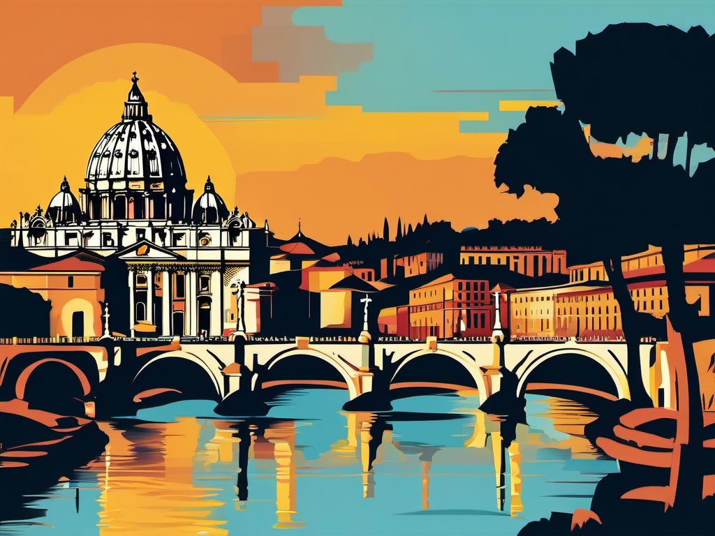 The Vatican clipart - Independent city-state enclaved within Rome, Italy, ,color clipart vector style