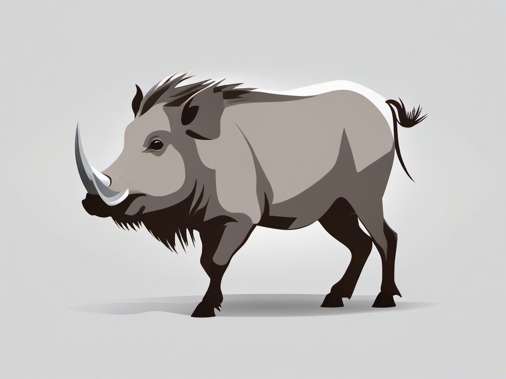 Warthog cartoon  minimal, white background