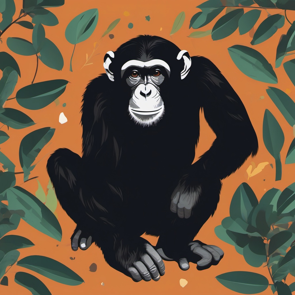 Chimpanzee clipart - Close relative of humans in the wild, ,vector color clipart,minimal