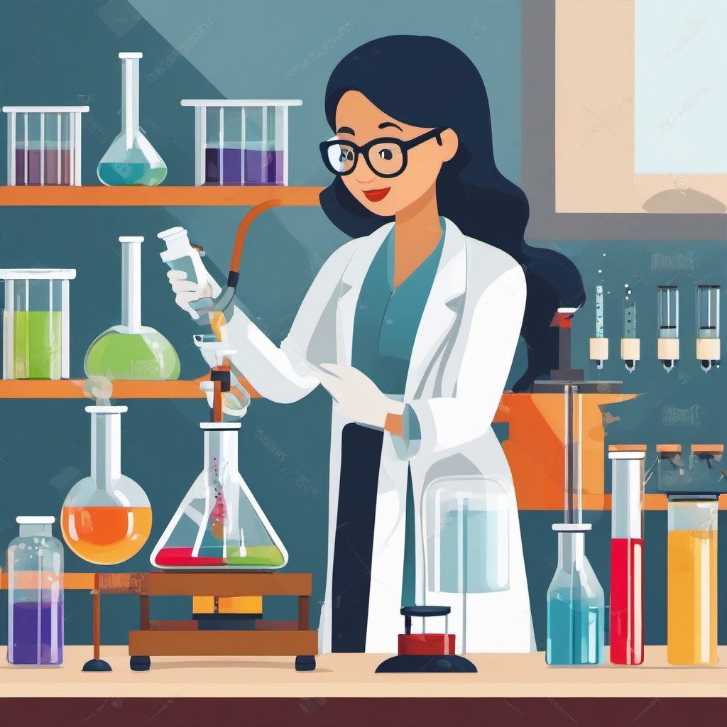 Scientist clipart - Person conducting experiments and research, ,color clipart vector style