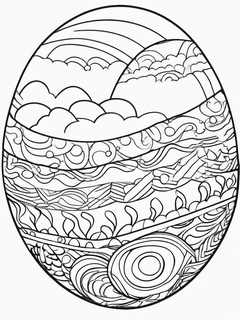 Easter Eggs Coloring Pages - Easter Eggs with a rainbow  simple coloring pages