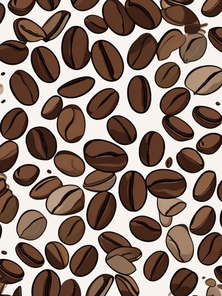 Coffee Beans Sticker - Scattered coffee beans illustration, ,vector color sticker art,minimal