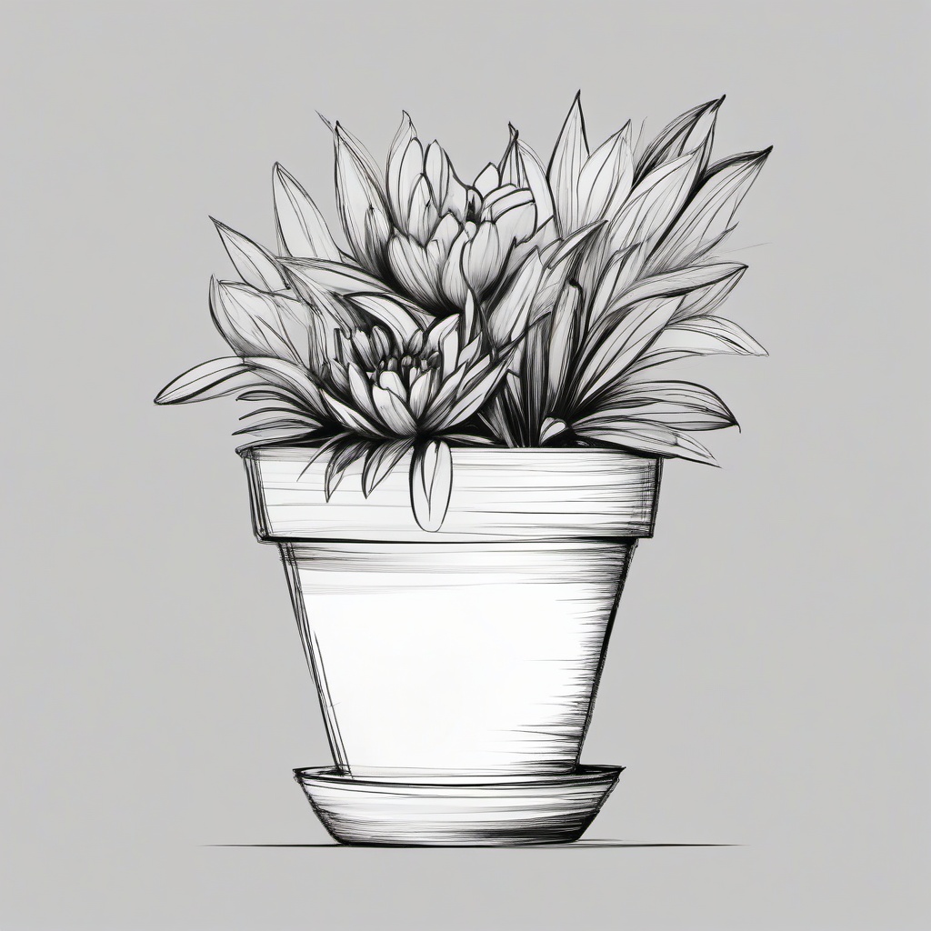 sketch of a flower pot  minimal rough sketch scribbles,doodles,black and white