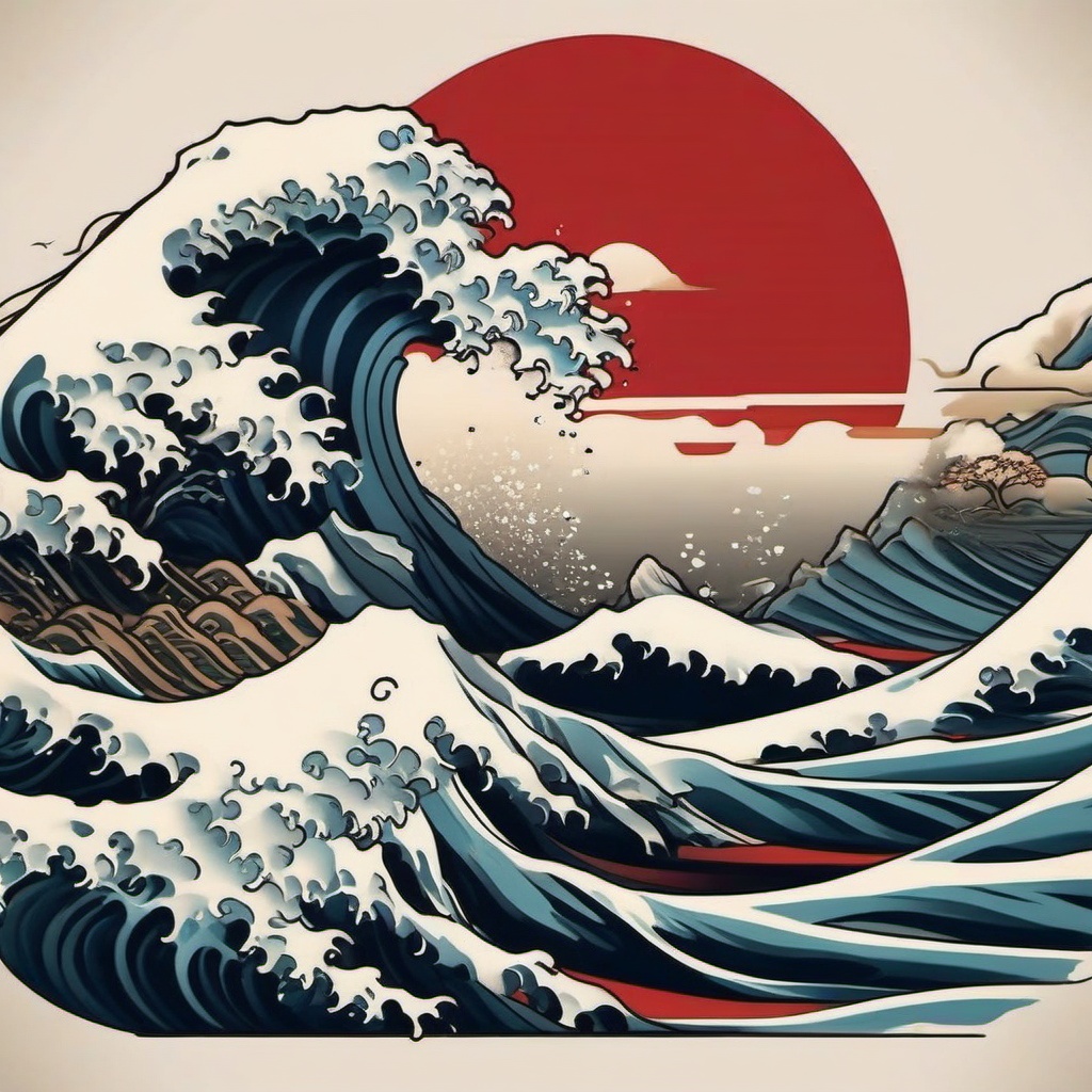 Japanese Tattoo Wave - Draws from traditional Japanese aesthetics, embodying beauty, strength, and cultural significance.  simple tattoo design